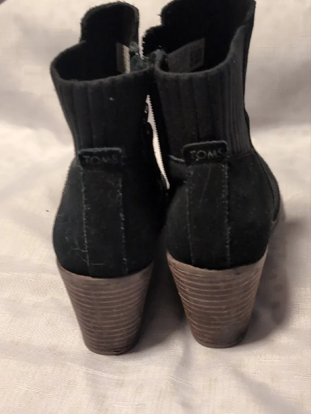 Toms Black Suede Sadie Wedge Ankle Booties